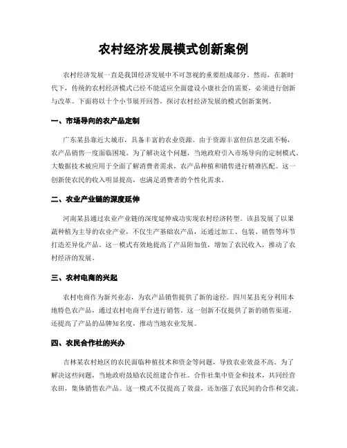 农村经济发展模式创新案例