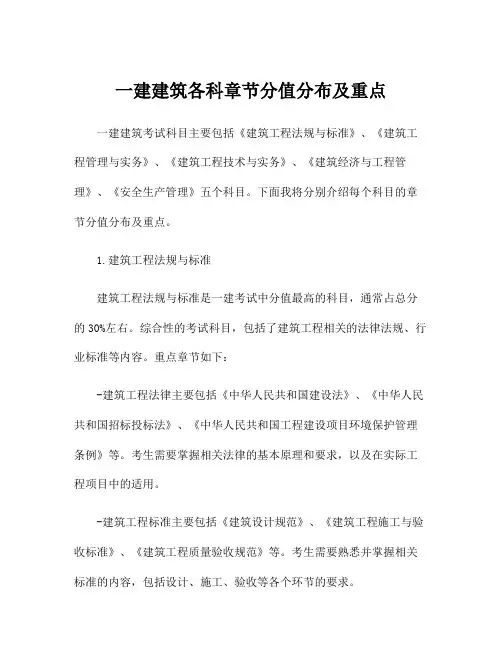 一建建筑各科章节分值分布及重点