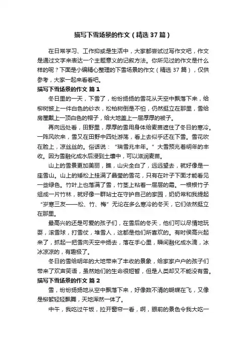 描写下雪场景的作文（精选37篇）