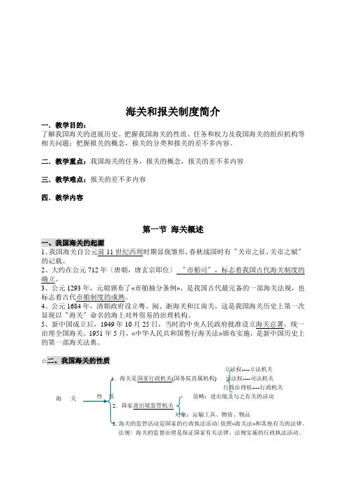 海关和报关制度简介