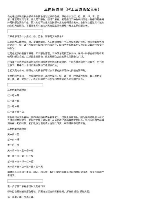 三原色原理（附上三原色配色表）