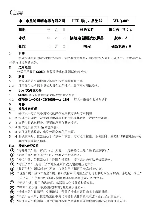 CC2521接地电阻测试仪操作规程