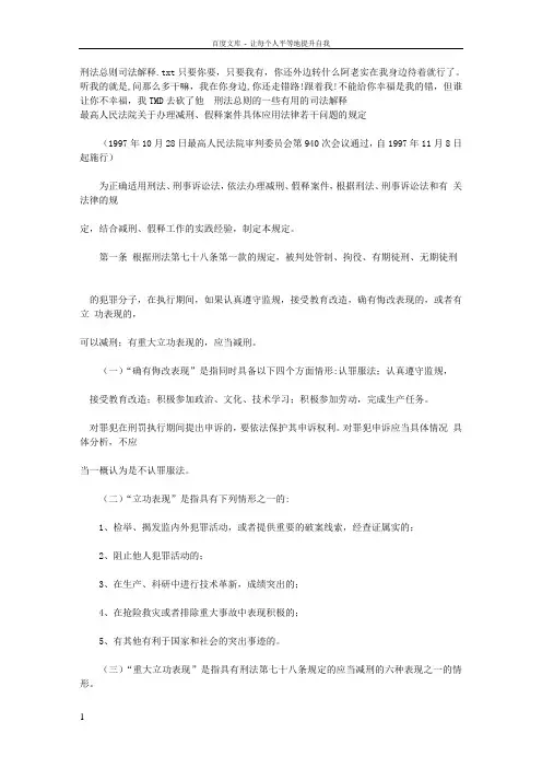 刑法总则司法解释