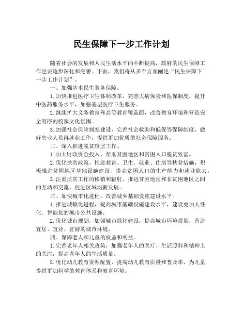 民生保障下一步工作计划