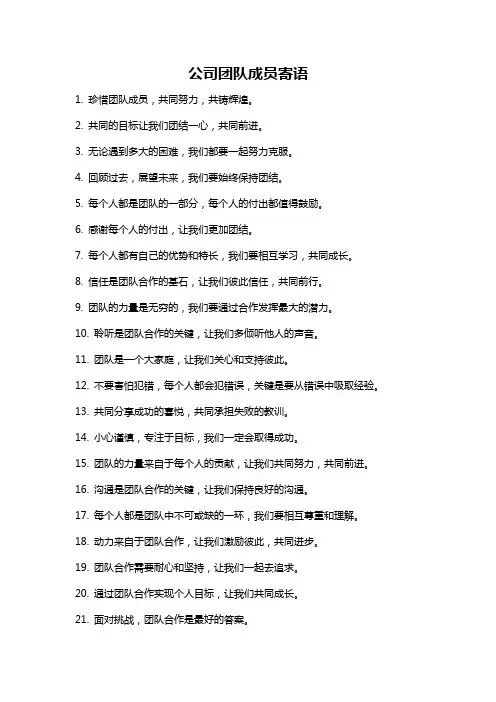 公司团队成员寄语