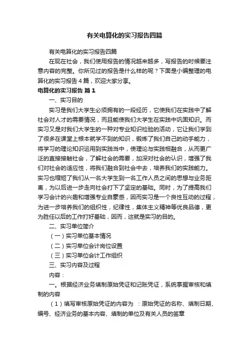 有关电算化的实习报告四篇