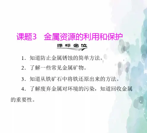 人教版-化学-九年级下册- 第八单元 课题3 金属资源的利用和保护 