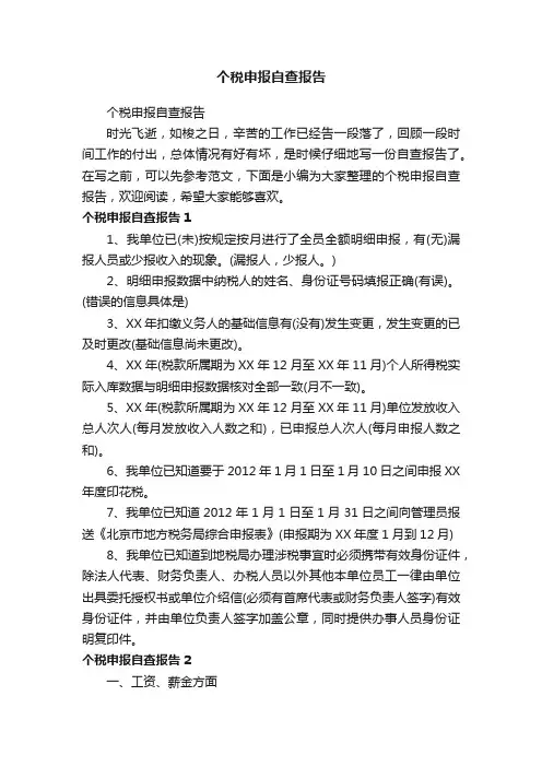 个税申报自查报告