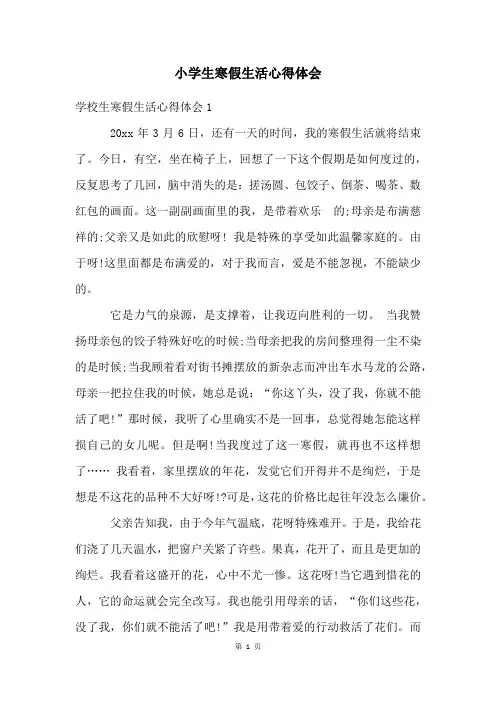 小学生寒假生活心得体会