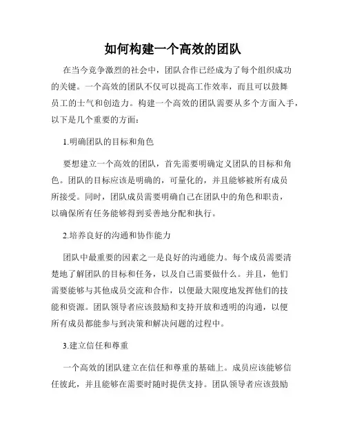 如何构建一个高效的团队