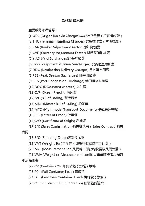 货代贸易术语
