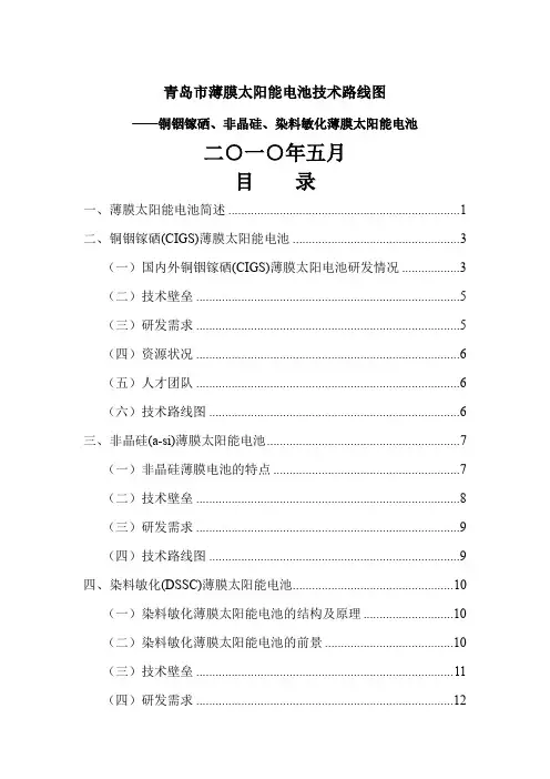 薄膜太阳能电池路线图(5-20)word资料15页