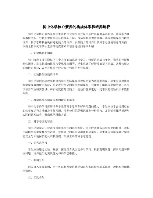 初中化学核心素养的构成体系和培养途径