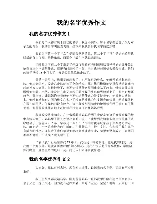 我的名字优秀作文