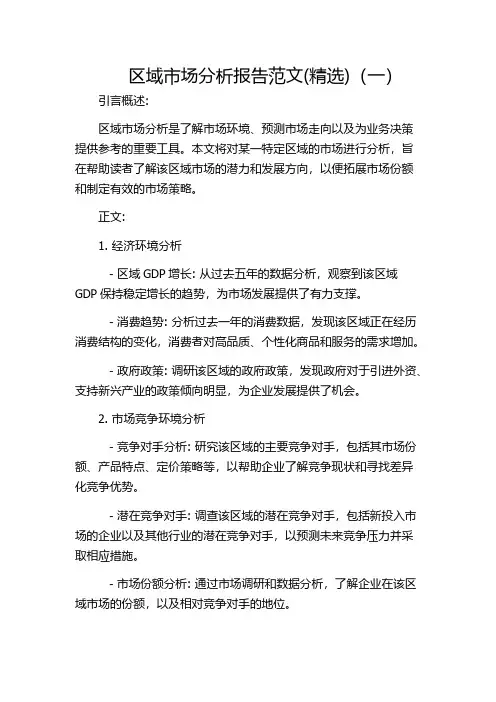 区域市场分析报告范文(精选)(一)