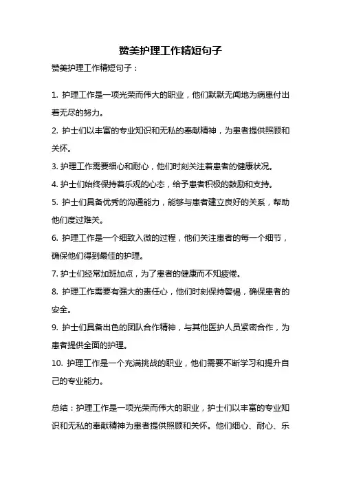 赞美护理工作精短句子