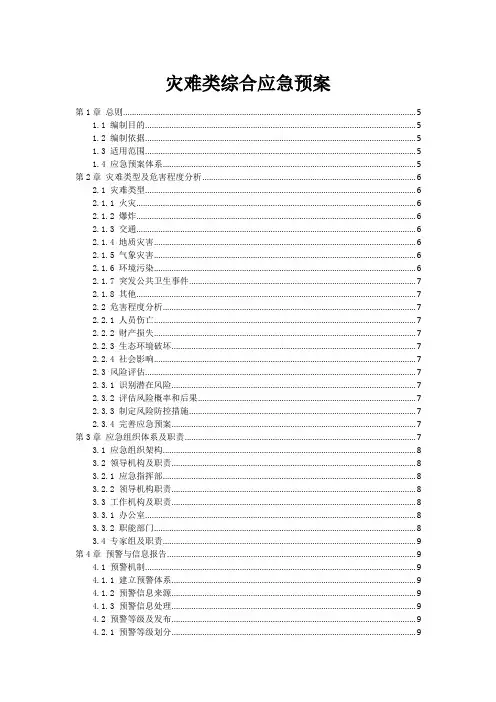 灾难类综合应急预案范本1