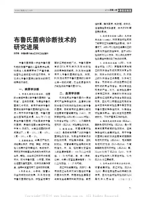 布鲁氏菌病诊断技术的研究进展