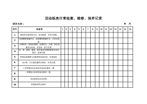 活动板房检查、保养记录