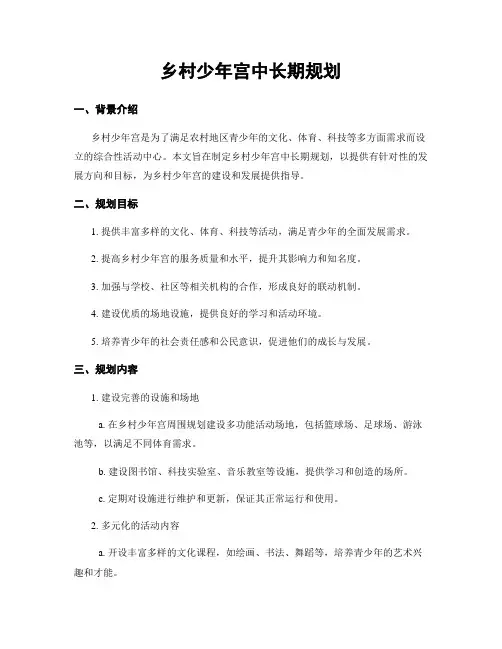 乡村少年宫中长期规划