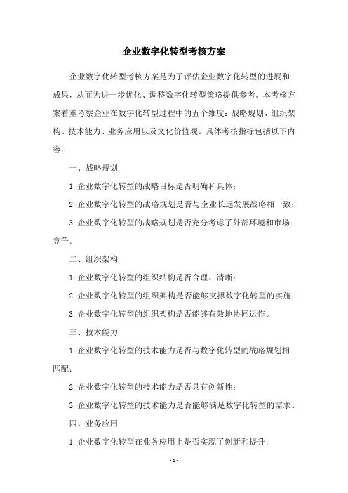 企业数字化转型考核方案