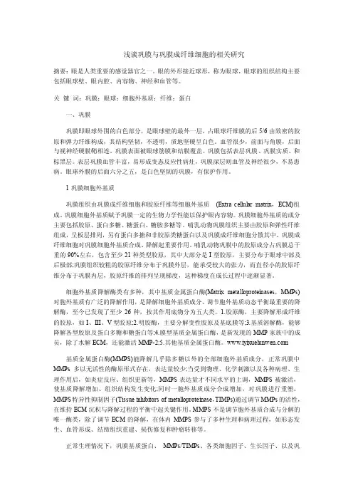 浅谈巩膜与巩膜成纤维细胞的相关研究