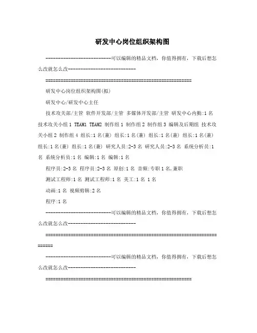 研发中心岗位组织架构图