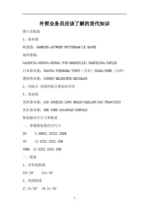 外贸业务员应该了解的货代知识