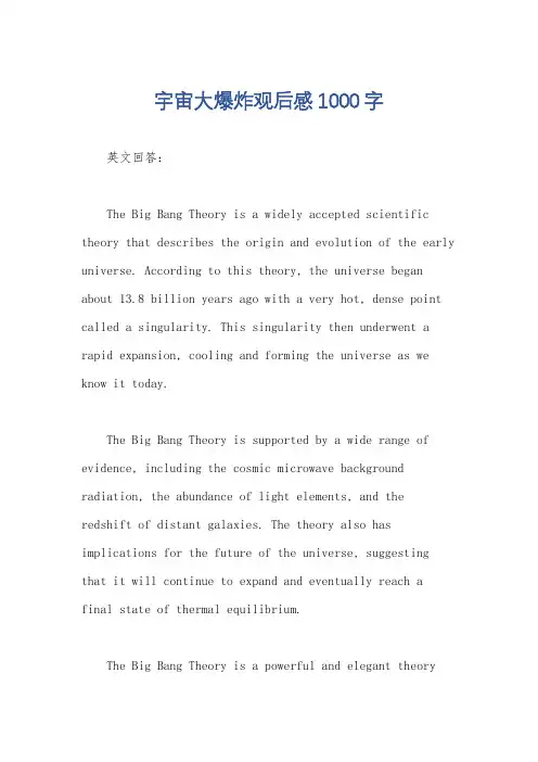宇宙大爆炸观后感1000字