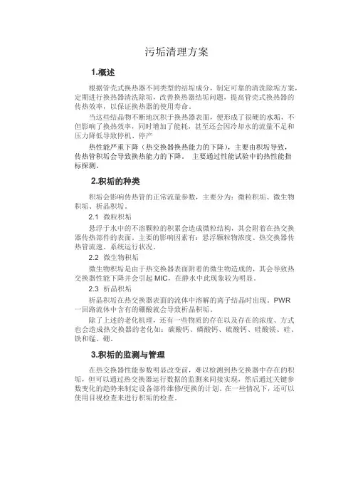 换热器污垢清理方案
