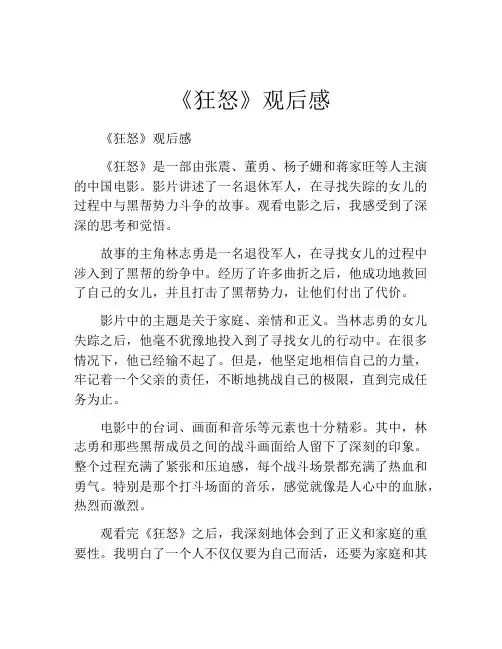 《狂怒》观后感