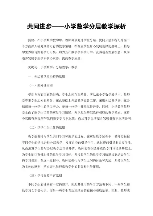 共同进步——小学数学分层教学探析