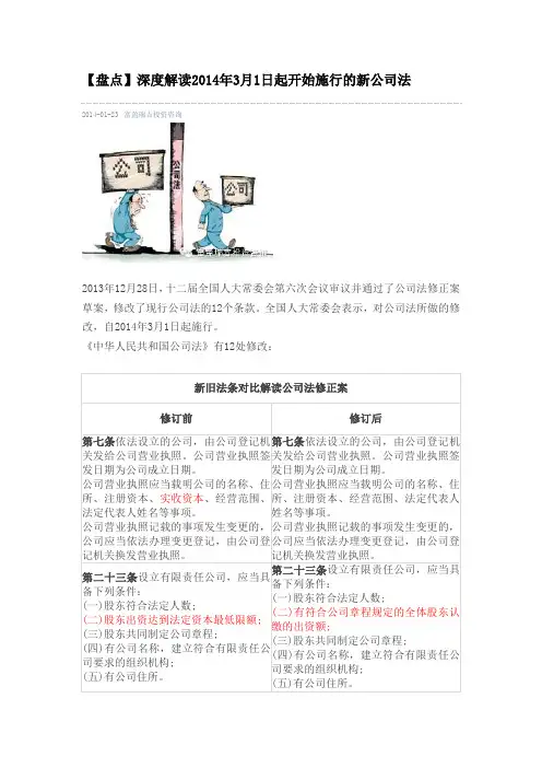 2014年3月1日起开始施行的新公司法说明