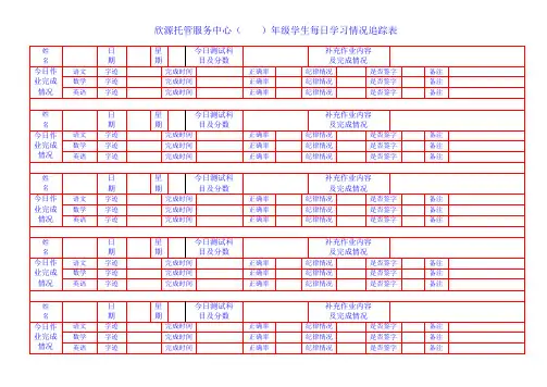 学生每日学习情况追踪表