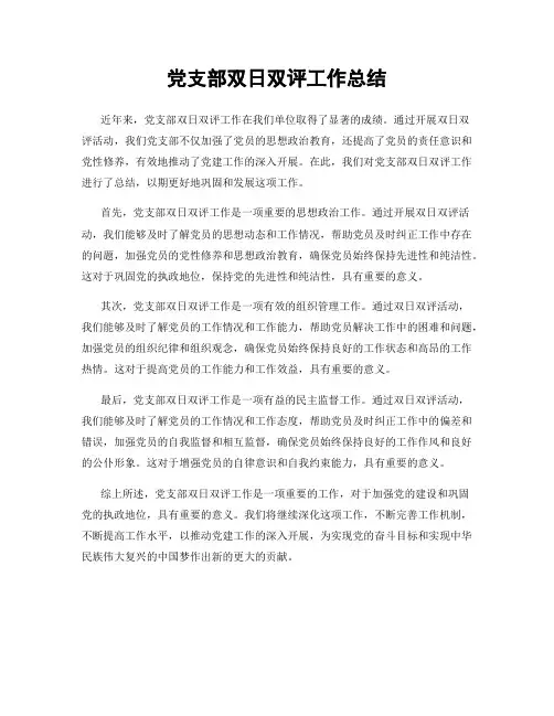 党支部双日双评工作总结