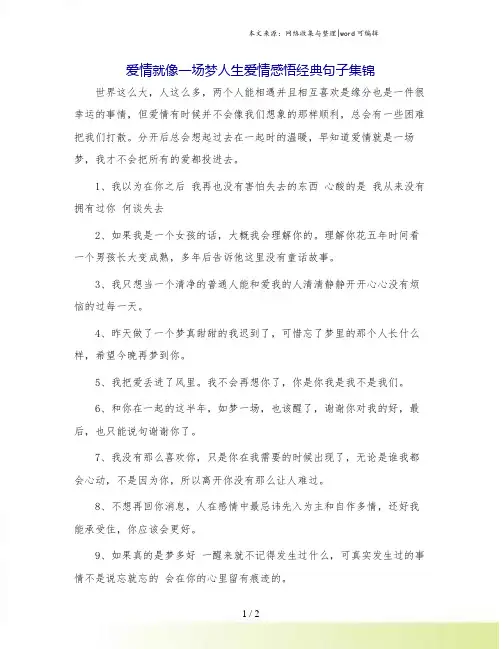 爱情就像一场梦人生爱情感悟经典句子集锦.doc