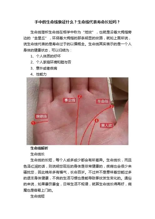 手中的生命线象征什么？生命线代表寿命长短吗？