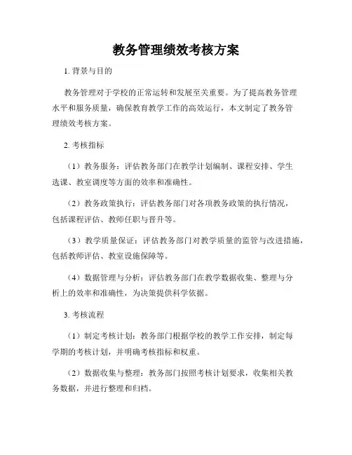 教务管理绩效考核方案