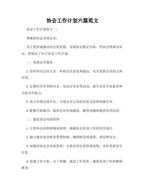 协会工作计划六篇范文