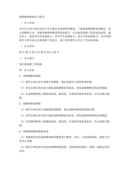 道路横纵断面实习报告