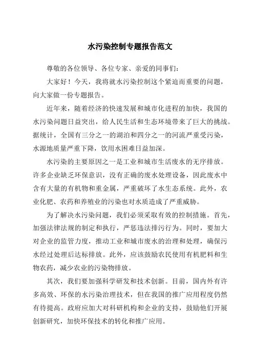 水污染控制专题报告范文