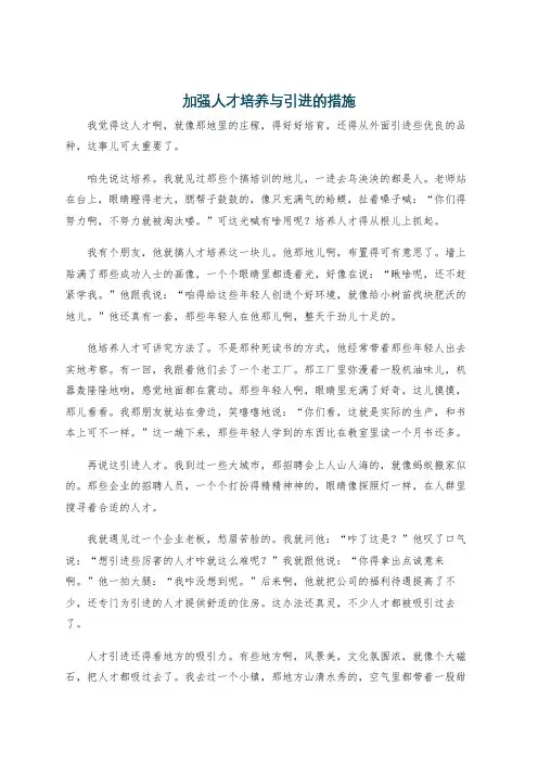 加强人才培养与引进的措施