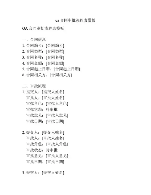 oa合同审批流程表模板