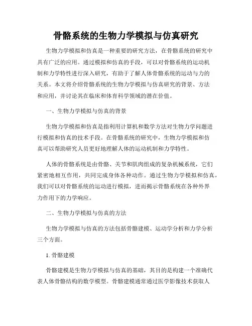 骨骼系统的生物力学模拟与仿真研究