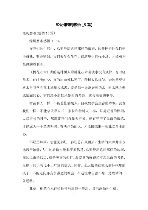 经历磨难(感悟15篇)