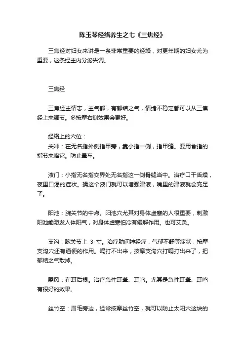 陈玉琴经络养生之七《三焦经》