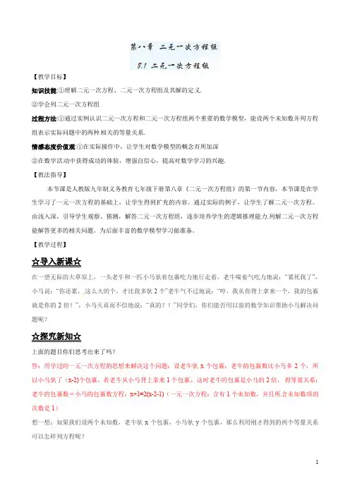 二元一次方程组导学案