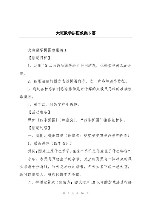 大班数学拼图教案5篇