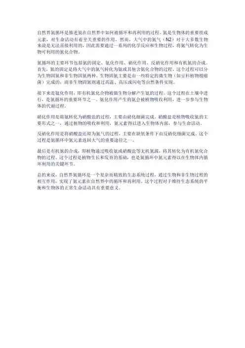 自然界氮循环过程