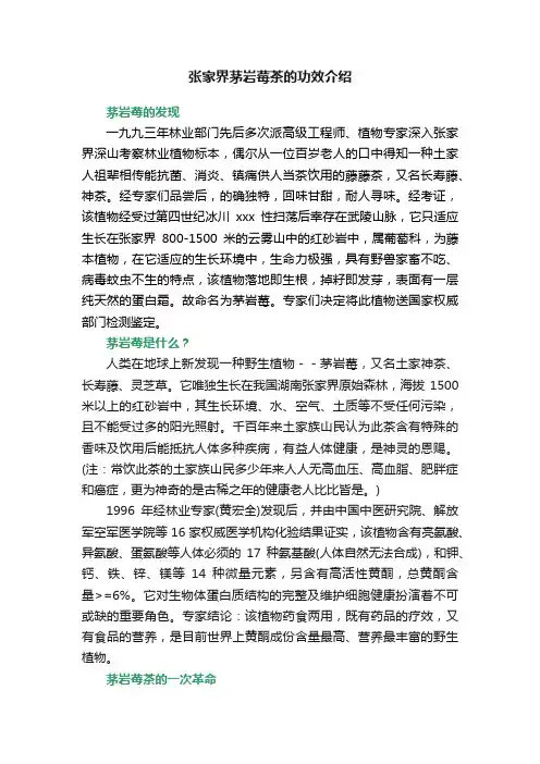 张家界茅岩莓茶的功效介绍